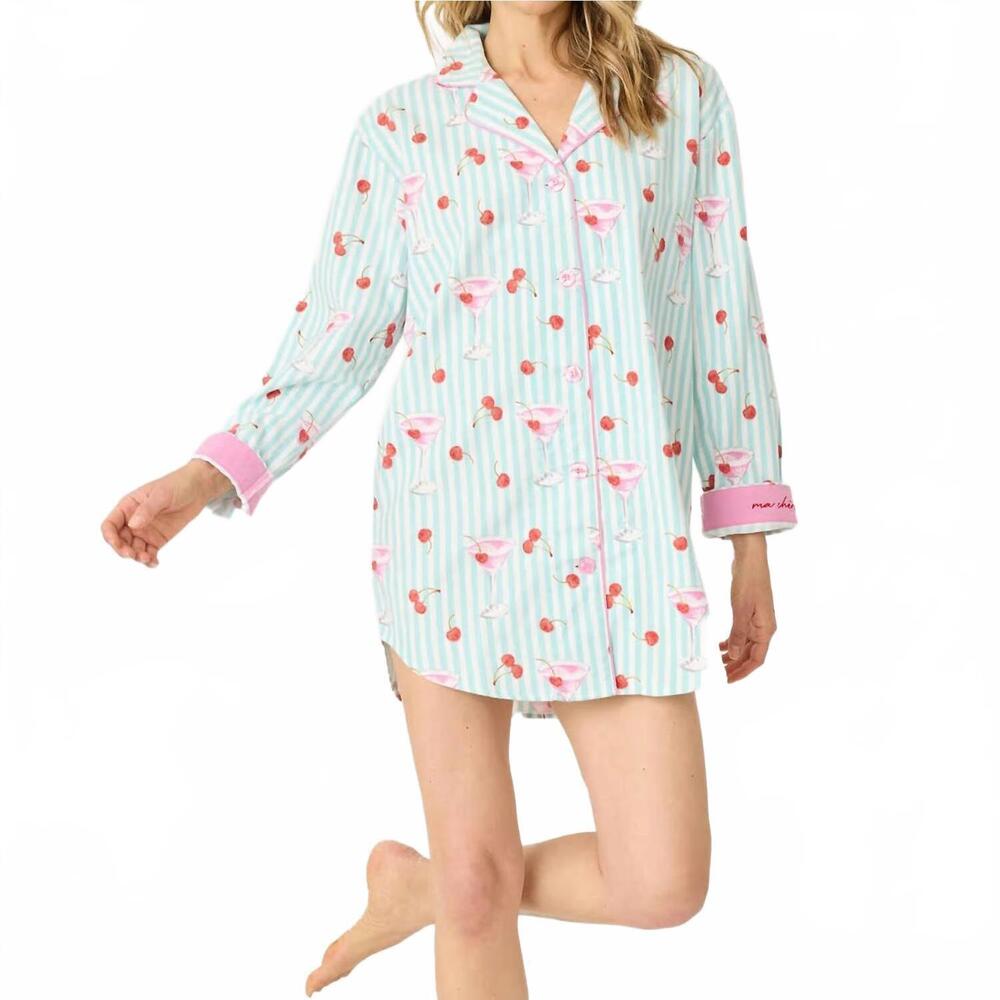 NEW PJ SALVAGE ma cherie flannel night shirt in light mint